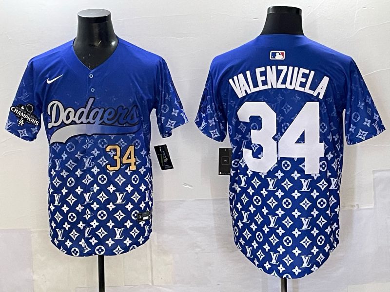 Men Los Angeles Dodgers #34 Valenzuela Blue Nike 2025 MLB jersey 04